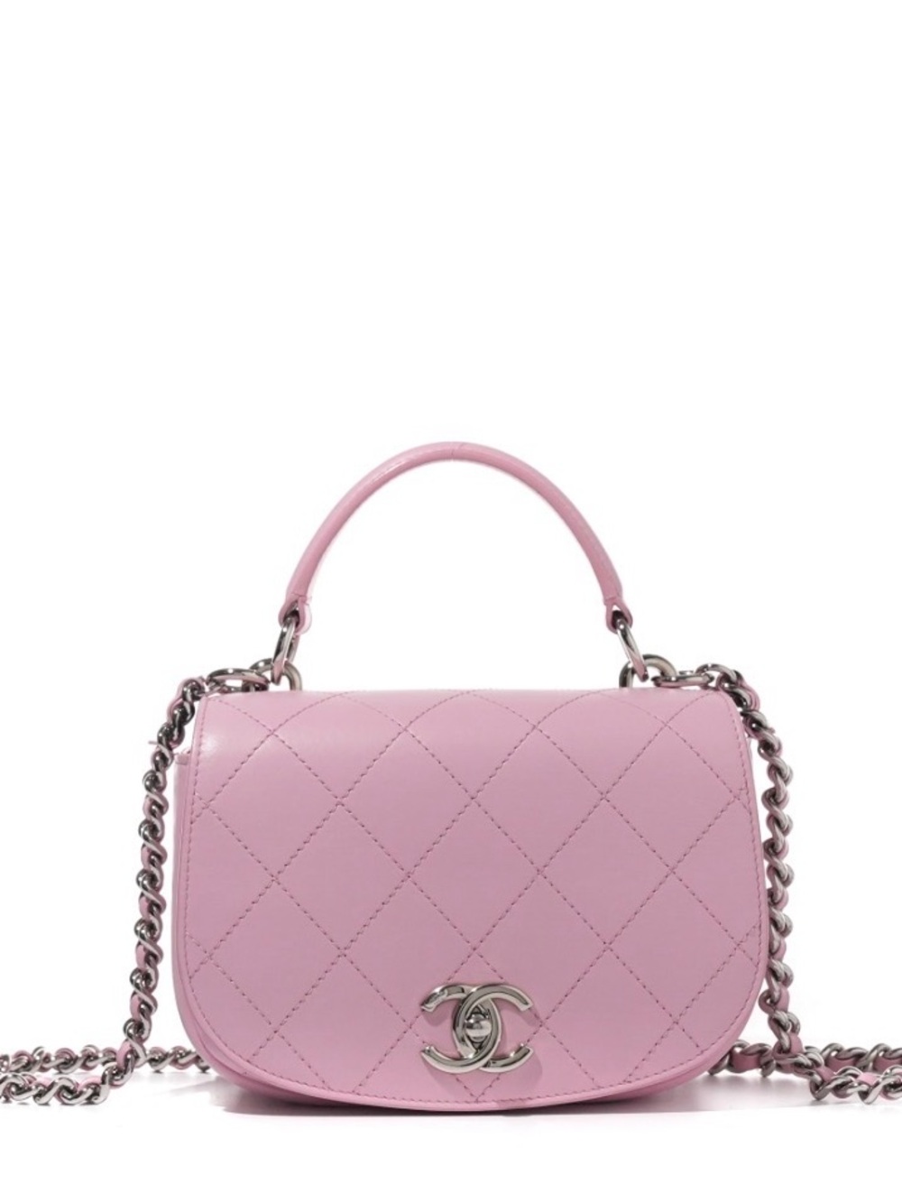Chanel Flap Bag With Handle Pink 23 series calfskin